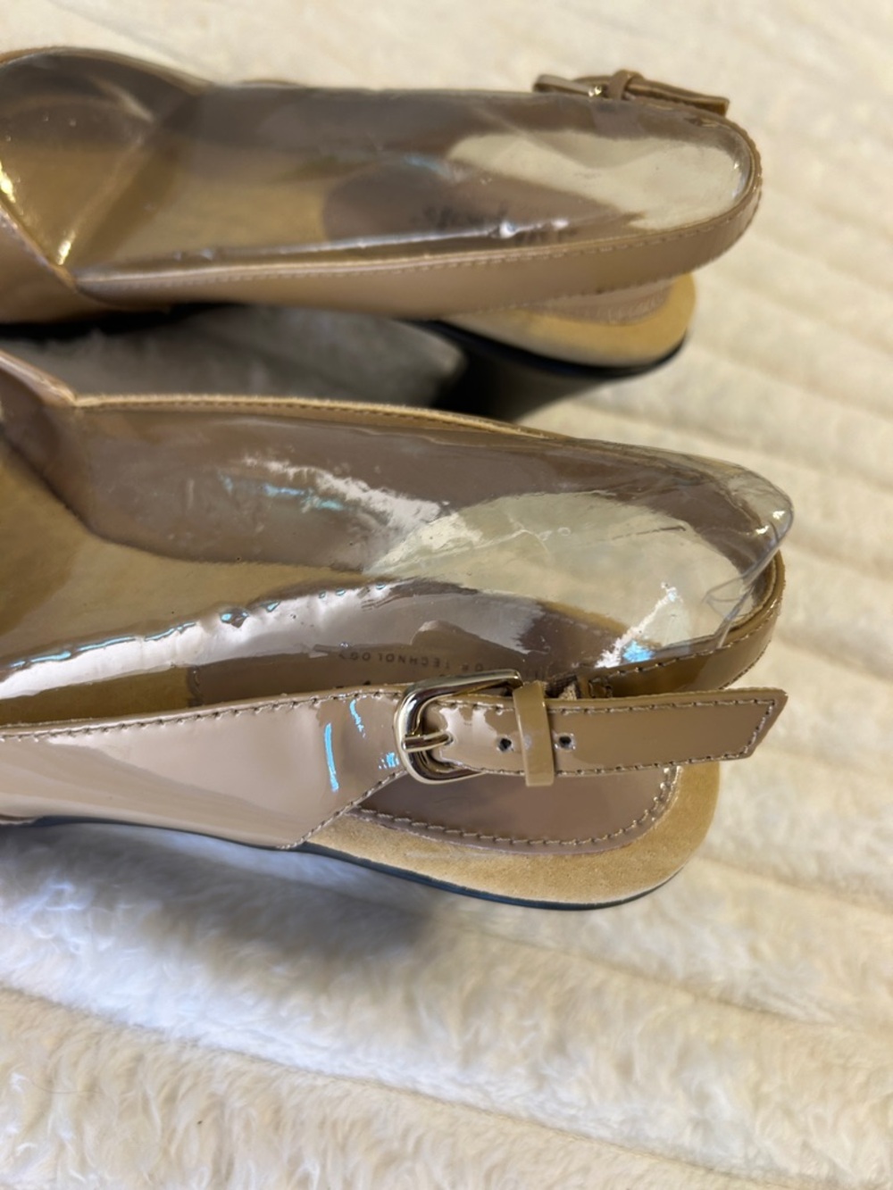 Softspots Neima Beige Patent Slingback Peep-Toe Heels NWT - Picture 6 of 14